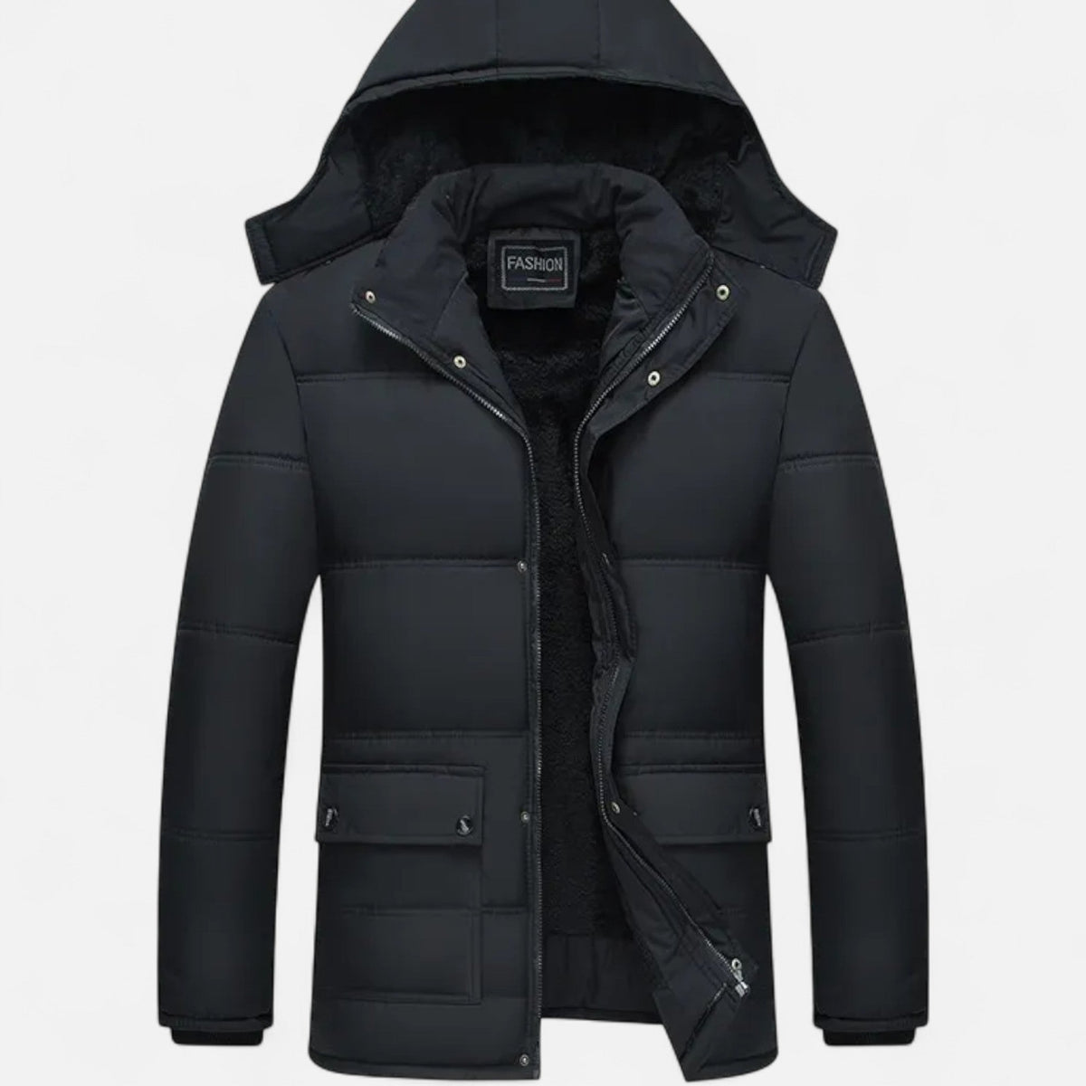 Men's cotton-padded hooded jacket – Black – Edward Lawson