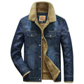Men's fleece-lined denim winter jacket – blue – Edward Lawson