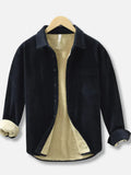 Men's fleece-lined corduroy shirt jacket – black – Edward Lawson