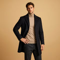 Men's tailored long wool-blend coat – black – Edward Lawson