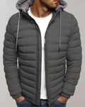 Men's lightweight hooded puffer jacket – Dark Grey – Edward Lawson