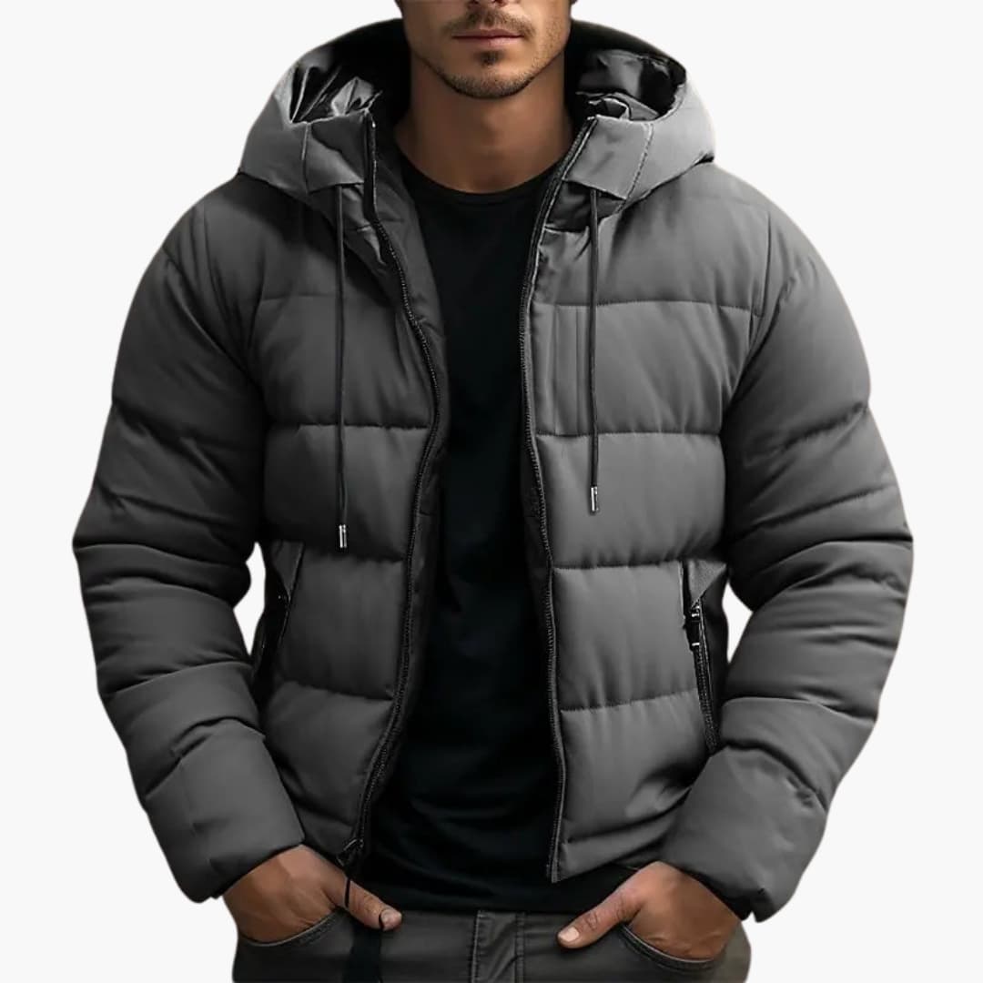 Men's lightweight insulated hooded puffer jacket – black – Edward Lawson