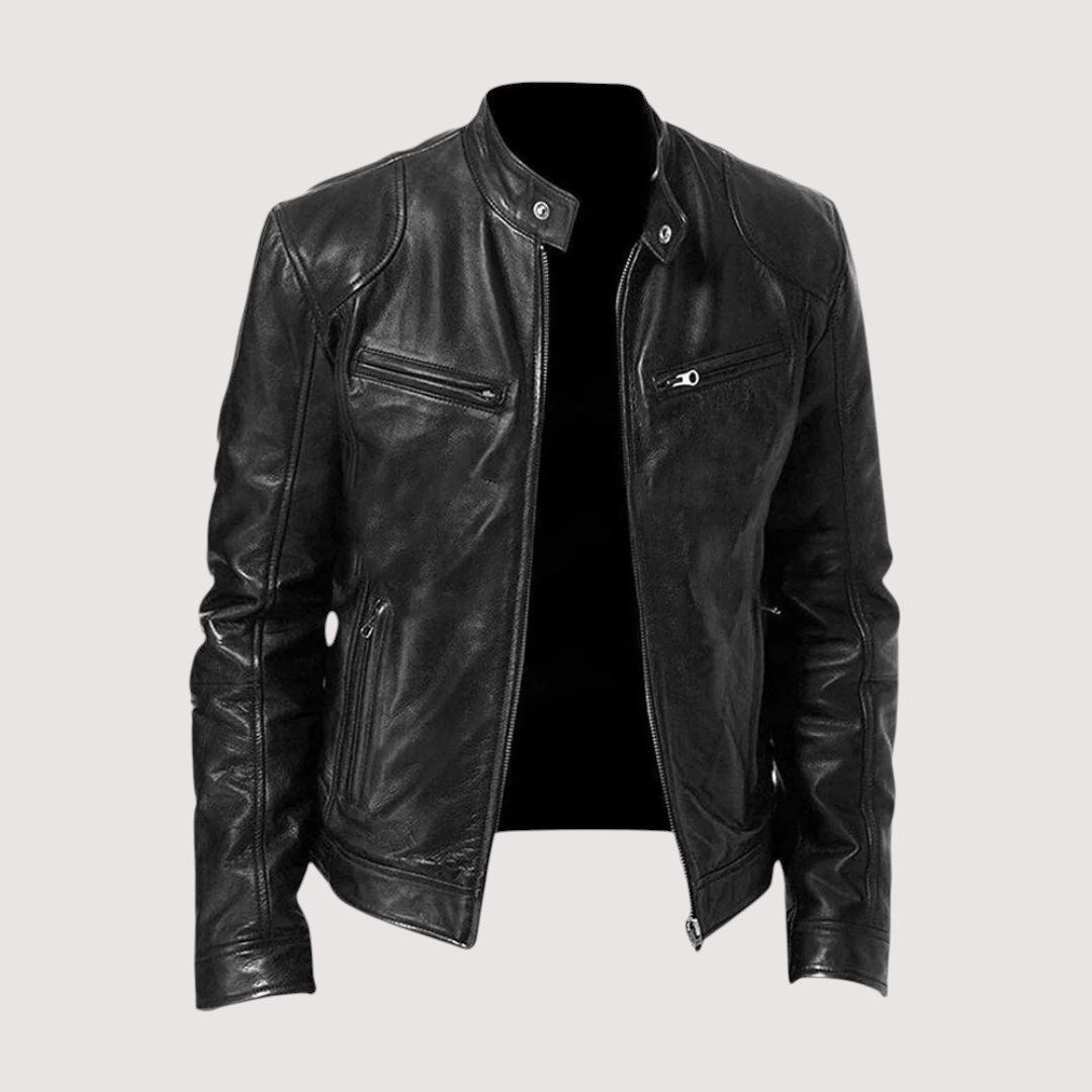 Men's fitted leather jacket – black – Edward Lawson
