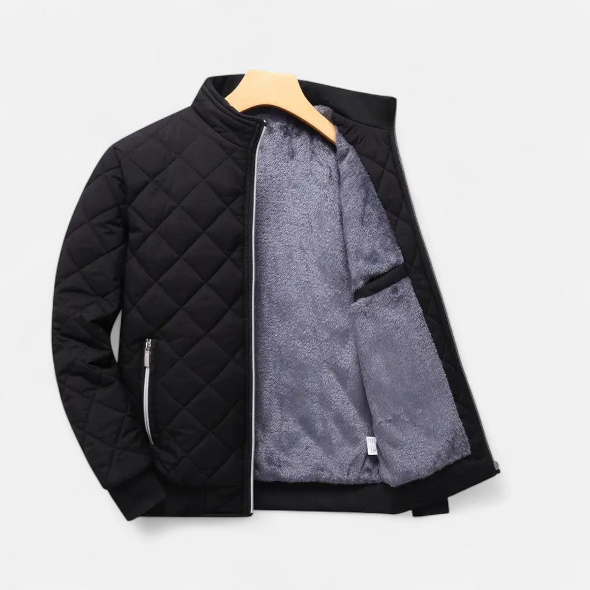 Men's quilted fleece-lined jacket – Black – Edward Lawson