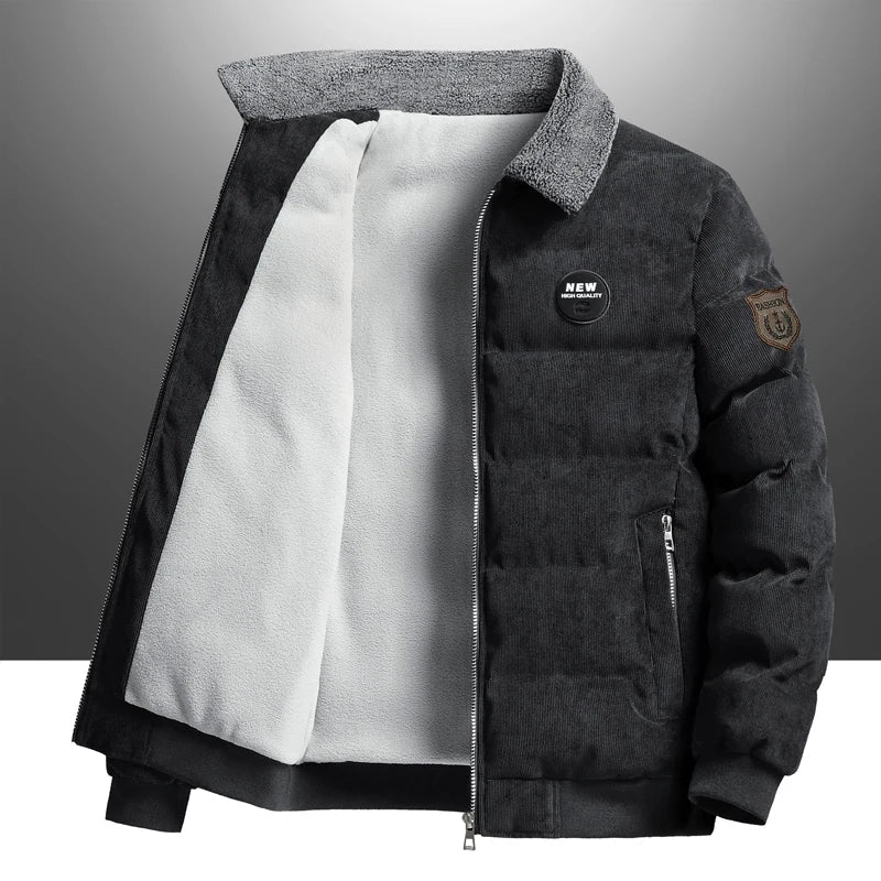 Men's fleece-lined winter jacket – black – Edward Lawson