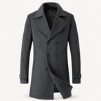 Men's double-breasted tweed overcoat – Dark Grey – Edward Lawson