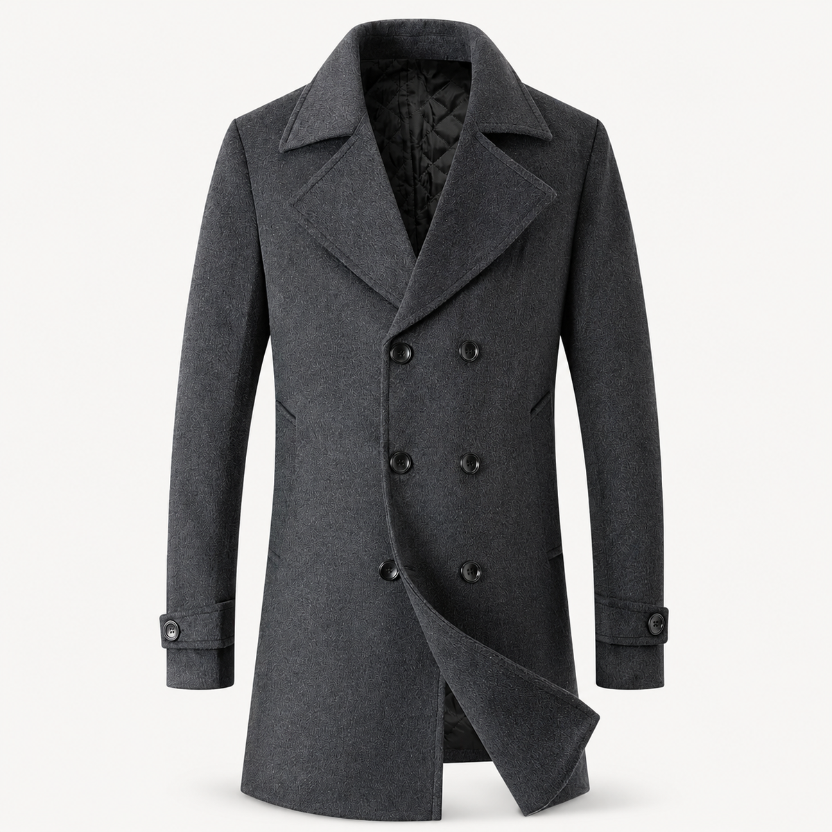 Men's double-breasted tweed overcoat – Dark Grey – Edward Lawson
