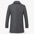 Men's double-breasted tweed overcoat – Dark Grey detail view – Edward Lawson