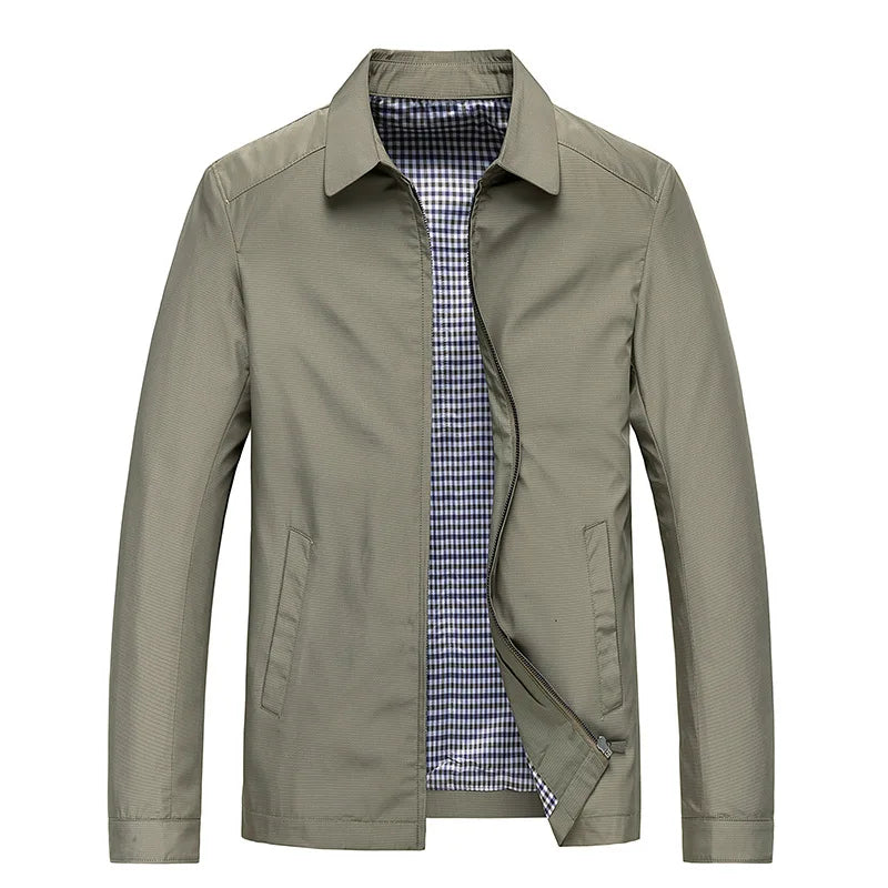Men's lightweight zip-front casual jacket – beige – Edward Lawson