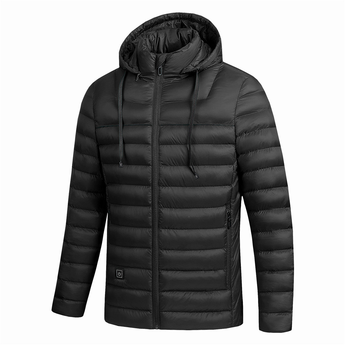 Men's USB-heated hooded puffer jacket – black – Edward Lawson