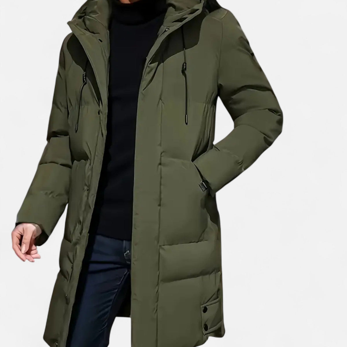 Men's warm hooded winter jacket – Army Green – Edward Lawson