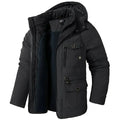 Men's waterproof fleece-lined jacket with detachable hood – black – Edward Lawson