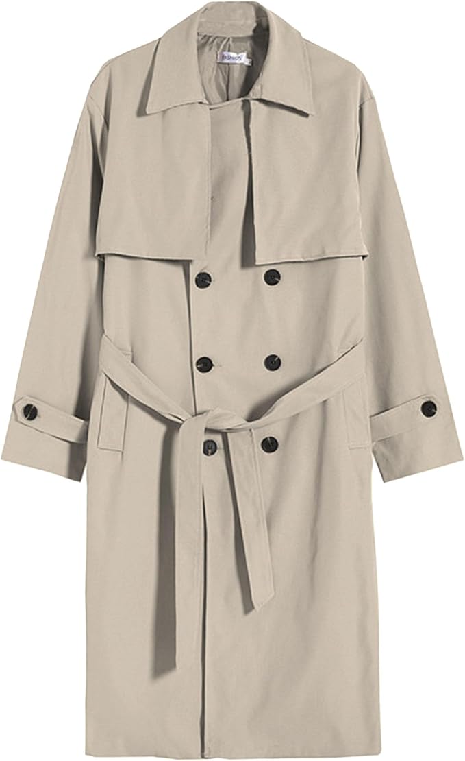 Men's longline double-breasted trench coat – Beige – Edward Lawson