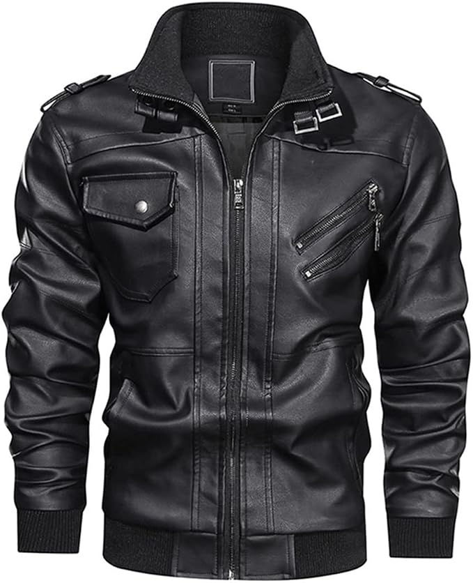 Men's buckle-collar leather jacket – Black – Edward Lawson