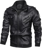 Men's buckle-collar leather jacket – Black detail view – Edward Lawson