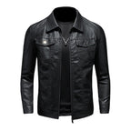 Men's classic leather jacket – Black lifestyle view – Edward Lawson