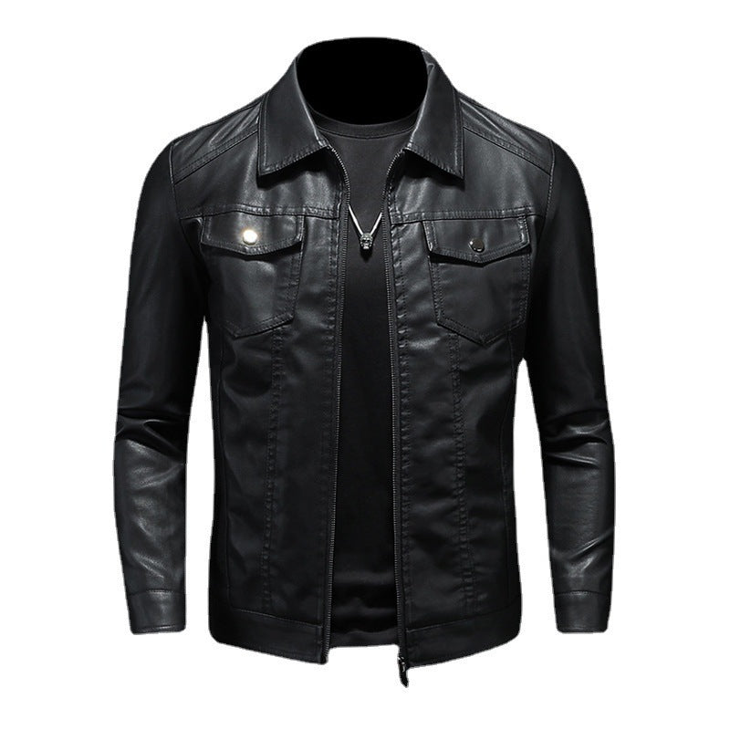 Men's classic leather jacket – Black lifestyle view – Edward Lawson