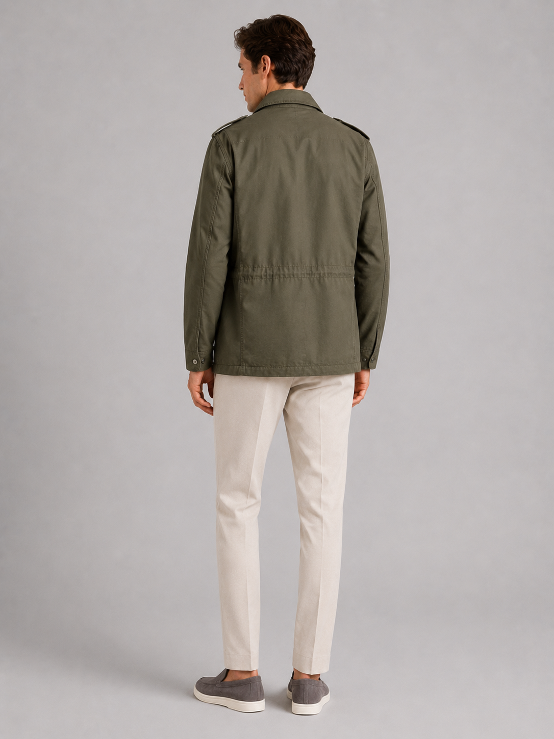 Men's cargo jacket – Army Green back view – Edward & Lawsen