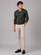 Men's V-neck sweater – Army Green full view – Edward & Lawsen
