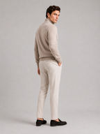 Men's wool half-zip mock neck sweater – Beige back view – Edward & Lawsen