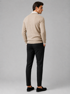 Men's argyle cable knit cardigan – Beige back view – Edward & Lawsen