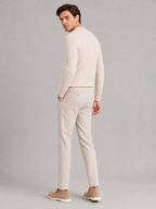 Men's cable knit crew neck sweater – Beige back view – Edward & Lawsen