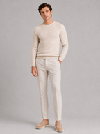 Men's cable knit crew neck sweater – Beige full view – Edward & Lawsen