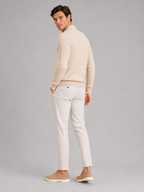 Men's cable knit V-neck polo – Beige back view – Edward & Lawsen