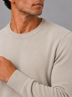Men's crew neck knit sweater – Beige detail view – Edward & Lawsen