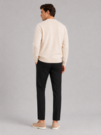 Men's wool crewneck sweater – Beige back view – Edward & Lawsen