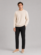 Men's wool crewneck sweater – Beige full view – Edward & Lawsen