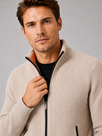 Men's fleece cardigan – Beige detail view – Edward & Lawsen
