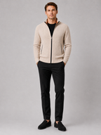 Men's fleece cardigan – Beige full view – Edward & Lawsen