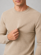 Men's jacquard crew neck sweater – Beige detail view – Edward & Lawsen