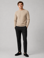 Men's jacquard crew neck sweater – Beige full view – Edward & Lawsen