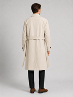 Men's over-the-knee cotton trench coat – Beige back view – Edward & Lawsen