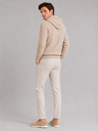 Men's merino wool zip hoodie cardigan – Beige back view – Edward & Lawsen