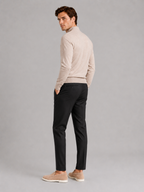 Men's slim fit mock neck sweater – Beige back view – Edward & Lawsen