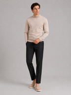 Men's slim fit mock neck sweater – Beige full view – Edward & Lawsen