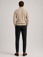Men's jacquard quarter-zip sweater – Beige back view – Edward & Lawsen