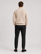 Men's quarter-zip turn-down collar sweater – Beige back view – Edward & Lawsen