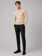 Men's quarter zip mock neck sweater – Beige full view – Edward & Lawsen