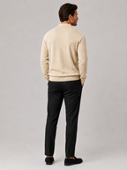 Men's quarter zip polo sweater – Beige back view – Edward & Lawsen