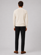 Men's quarter zip polo sweater – Beige back view – Edward & Lawsen