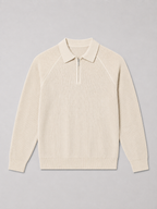 Men's quarter zip polo sweater – Beige product view – Edward & Lawsen