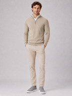 Men's quarter-zip mock neck sweater – Beige full view – Edward & Lawsen