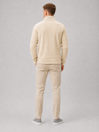 Men's fleece quarter-zip sweater – Beige back view – Edward & Lawsen