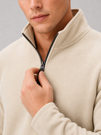 Men's fleece quarter-zip sweater – Beige detail view – Edward & Lawsen