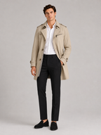 Men's cotton single-breasted trench coat – Beige full view – Edward & Lawsen