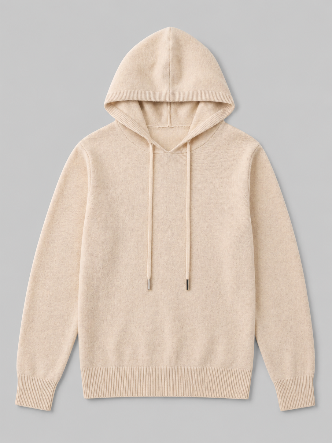 Men's wool hoodie sweater – Beige product view – Edward & Lawsen